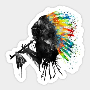 Indian Silhouette with Colorful Headdress Sticker